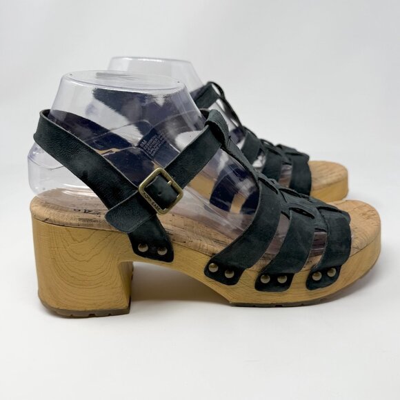 Kork-Ease Talia Sandal Sz 8M Blue Leather Strappy Studded Platform Punk Grunge - Picture 3 of 8